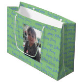 Personalisiert Happy Birthday Foto Große Geschenktüte (Vorderseite Schrägansicht)