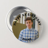 Personalisiert Happy Birthday Foto Name and Age Ab Button (Vorne & Hinten)