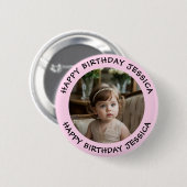 Personalisiert Happy Birthday Foto Name und Alter Button (Vorne & Hinten)