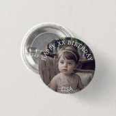 Personalisiert Happy Birthday Foto Name und Alter Button (Vorne & Hinten)
