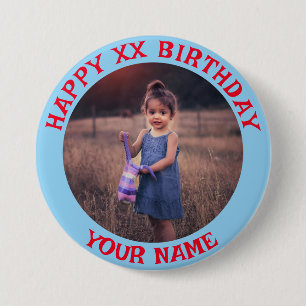 Personalisiert Happy Birthday Foto Name und Alter Button