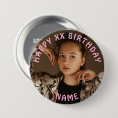 Personalisiert Happy Birthday Foto Name und Alter Button (Vorne & Hinten)