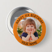 Personalisiert Happy Birthday Foto Name und Alter Button (Vorne & Hinten)