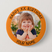 Personalisiert Happy Birthday Foto Name und Alter Button (Vorderseite)