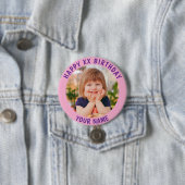 Personalisiert Happy Birthday Foto Name und Alter Button (Beispiel)