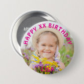 Personalisiert Happy Birthday Foto Name und Alter Button (Vorne & Hinten)