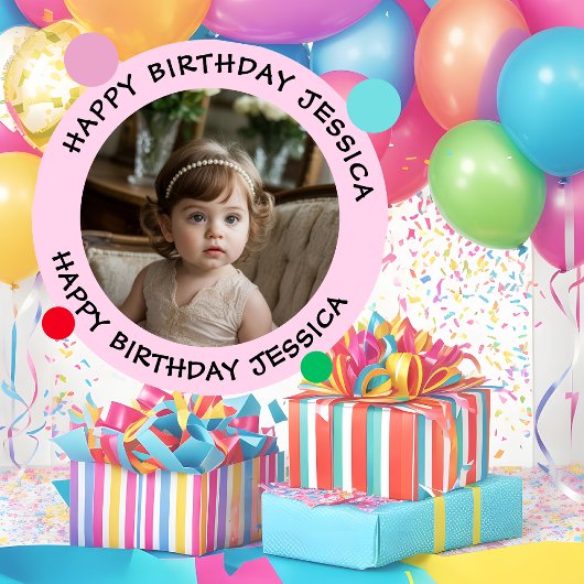 Personalisiert Happy Birthday Foto Name und Alter Button