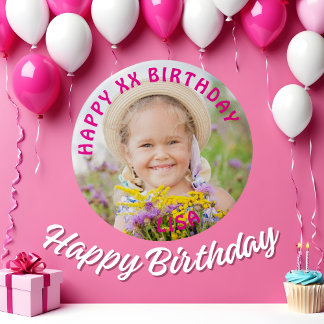 Personalisiert Happy Birthday Foto Name und Alter Button