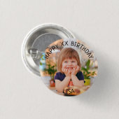 Personalisiert Happy Birthday Foto Name und Alter Button (Vorne & Hinten)