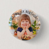 Personalisiert Happy Birthday Foto Name und Alter Button (Vorderseite)