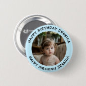 Personalisiert Happy Birthday Foto Name und Alter Button (Vorne & Hinten)