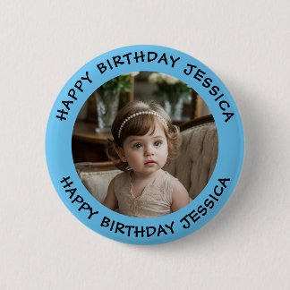 Personalisiert Happy Birthday Foto Name und Alter Button
