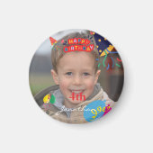 Personalisiert Happy Birthday Foto Round Magnet (Vorne)