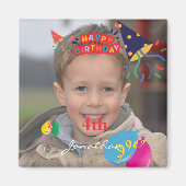Personalisiert Happy Birthday Foto Square Magnet (Vorne)