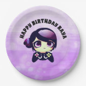 Personalisiert Happy Birthday Gaming Thema Lila Pappteller (Vorderseite)