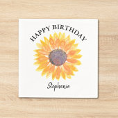 Personalisiert Happy Birthday Gelbe Sonnenblume Serviette