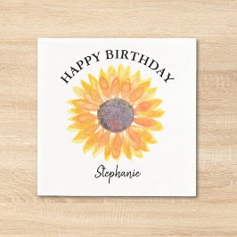 Personalisiert Happy Birthday Gelbe Sonnenblume Serviette