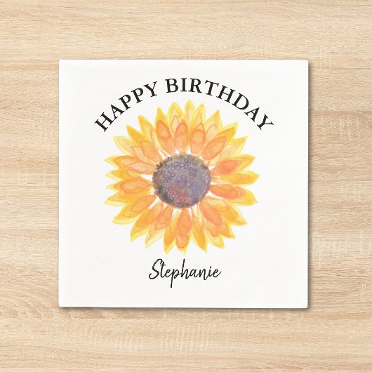 Personalisiert Happy Birthday Gelbe Sonnenblume Serviette