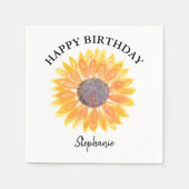 Personalisiert Happy Birthday Gelbe Sonnenblume Serviette (Vorderseite)
