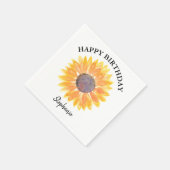 Personalisiert Happy Birthday Gelbe Sonnenblume Serviette (Ecke)