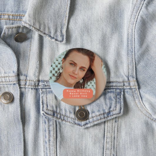 Personalisiert Happy Birthday Girl Button (Beispiel)
