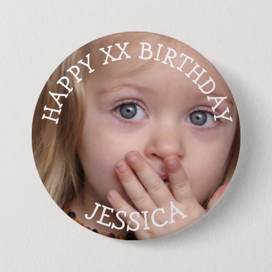 Personalisiert Happy Birthday Girl Button (Vorderseite)
