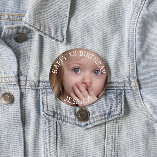Personalisiert Happy Birthday Girl Button (Beispiel)