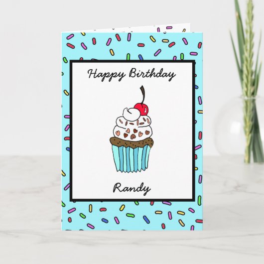 Personalisiert Happy Birthday Hand gezeichnet Whim Karte (Vorderseite)