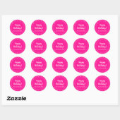 Personalisiert Happy Birthday Hot Pink Polka Dot Runder Aufkleber (Blatt)