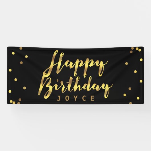 Personalisiert Happy Birthday Imitats Gold Confett Banner (Horizontal)