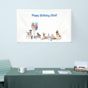 Personalisiert Happy Birthday Kanine Hunde Rassen Banner