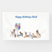 Personalisiert Happy Birthday Kanine Hunde Rassen Banner (Horizontal)