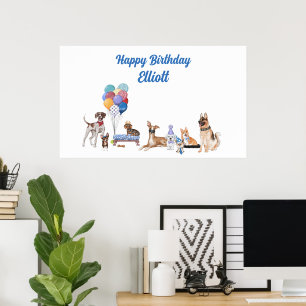 Personalisiert Happy Birthday Kanine Hunde Rassen Poster