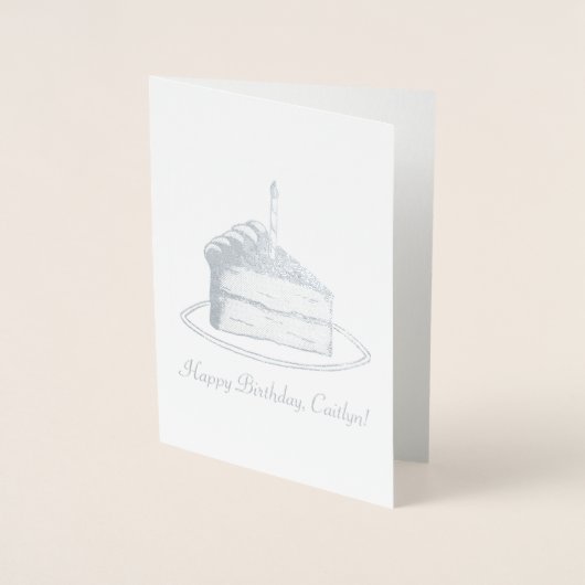 Personalisiert Happy Birthday Layer Cake Slice Folienkarte (Vorderseite)