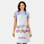 Personalisiert Happy Birthday Leckereien farbenfro Schürze (Getragen)