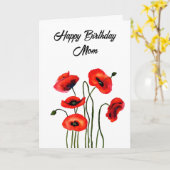 Personalisiert Happy Birthday Mama Hübsch Poppies Karte (Gelbe Blume)