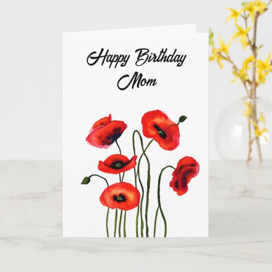 Personalisiert Happy Birthday Mama Hübsch Poppies Karte (Gelbe Blume)