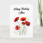 Personalisiert Happy Birthday Mimi Hübsch Poppies Karte (Vorderseite)