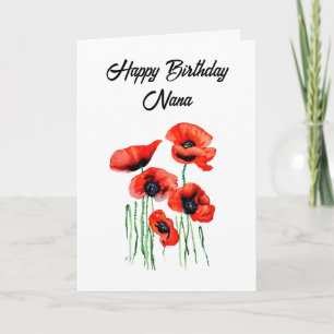 Personalisiert Happy Birthday Nana Hübsch Poppies Karte
