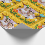Personalisiert Happy Birthday Niedlich Bienen Geschenkpapier (Ecke)