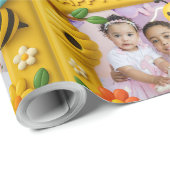 Personalisiert Happy Birthday Niedlich Bienen Geschenkpapier (Rolleneckpunkt)