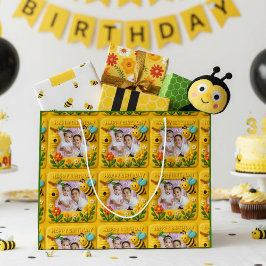 Personalisiert Happy Birthday Niedlich Bienen Große Geschenktüte