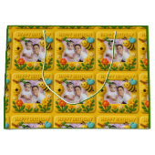 Personalisiert Happy Birthday Niedlich Bienen Große Geschenktüte (Vorderseite)