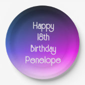 Personalisiert Happy Birthday Ombre Lila Pappteller (Vorderseite)