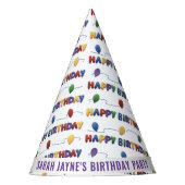 Personalisiert Happy Birthday Paper Party Hats Partyhütchen (Vorderseite)