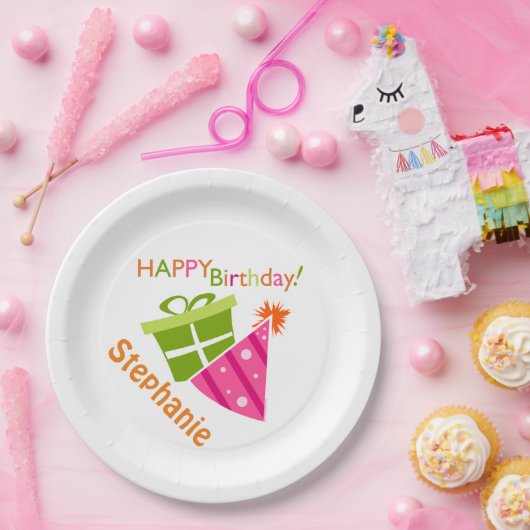 Personalisiert Happy Birthday Pappteller (Party)