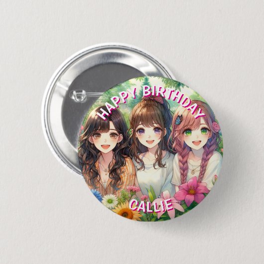 Personalisiert Happy Birthday Party Button (Vorne & Hinten)