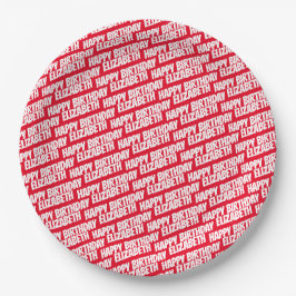 Personalisiert Happy Birthday Party Plate Red Pappteller