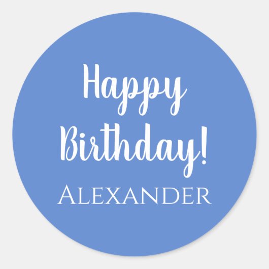 Personalisiert Happy Birthday Pastel Blue Gift Lab Runder Aufkleber (Vorderseite)