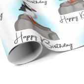 Personalisiert Happy Birthday Puffin Geschenkpapier (Rolleneckpunkt)